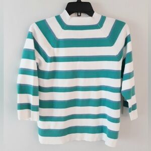 Pendleton Green and White Striped Blouse